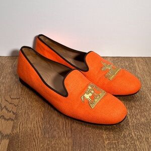 Stubbs & Wootton Hunting Horse Dogs Embroidered Linen Slippers Mens US 13